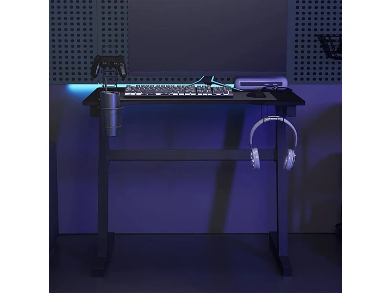 LED Gaming Bureau met Z-vormige Poten Zwart 90x60x75 cm
