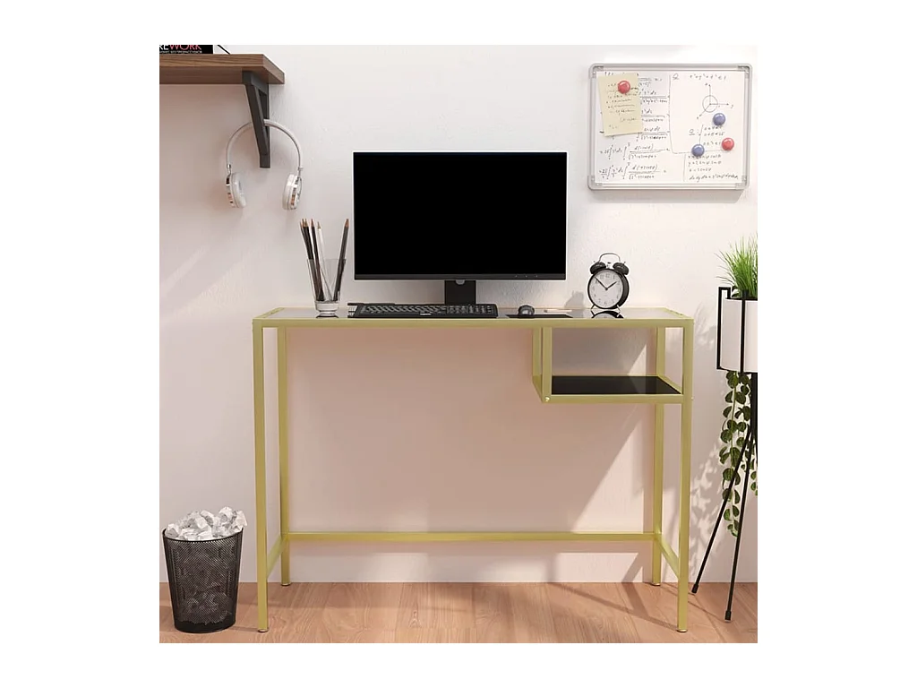 Transparant computerbureau 100x36x74 cm gehard glas