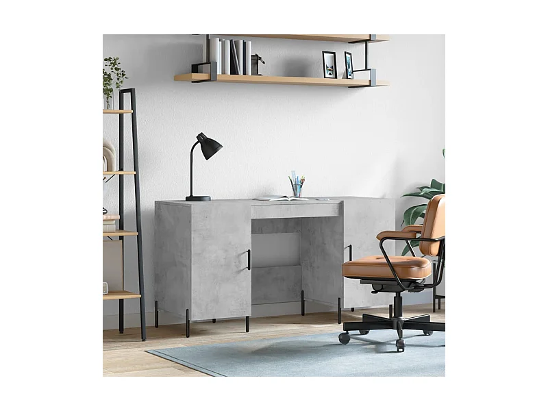 Betongrijs bureau 140x50x75 cm bewerkt hout