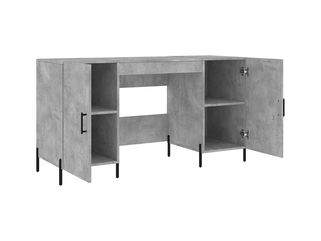 Betongrijs bureau 140x50x75 cm bewerkt hout