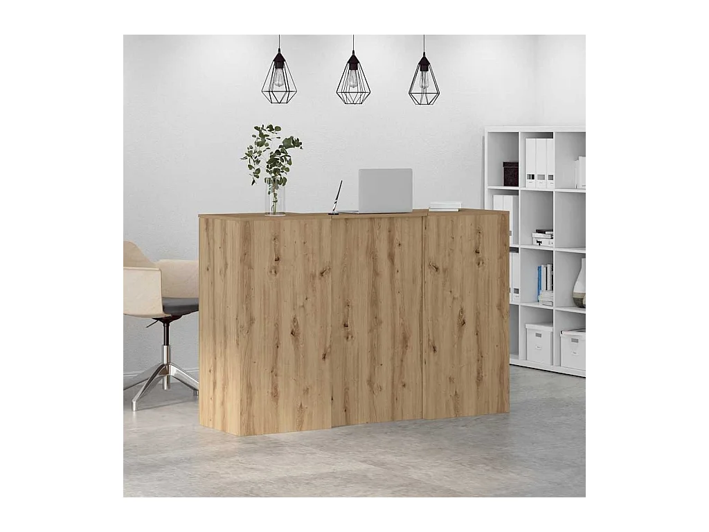 Bureau réception chêne artisanal 155x50x103,5cm bois ingénierie