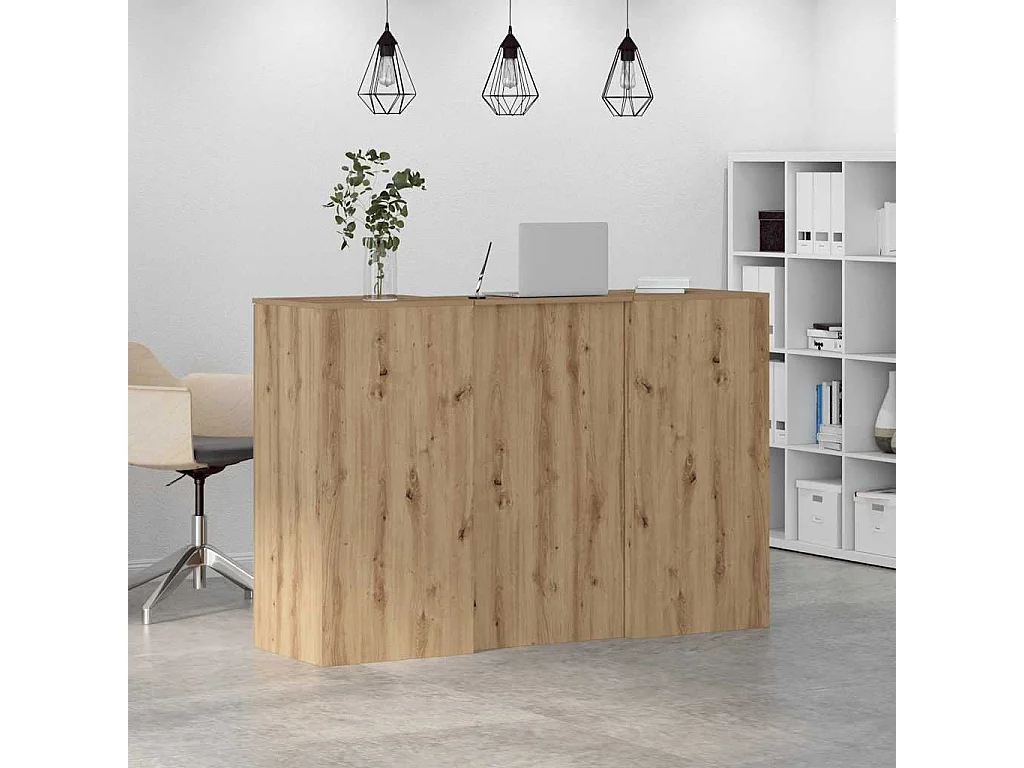 Bureau réception chêne artisanal 155x50x103,5cm bois ingénierie
