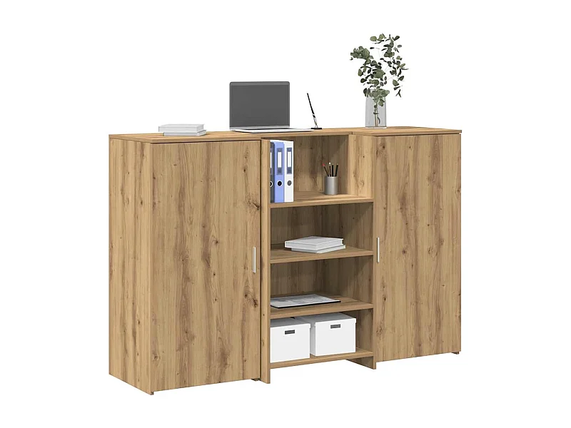 Bureau réception chêne artisanal 155x50x103,5cm bois ingénierie