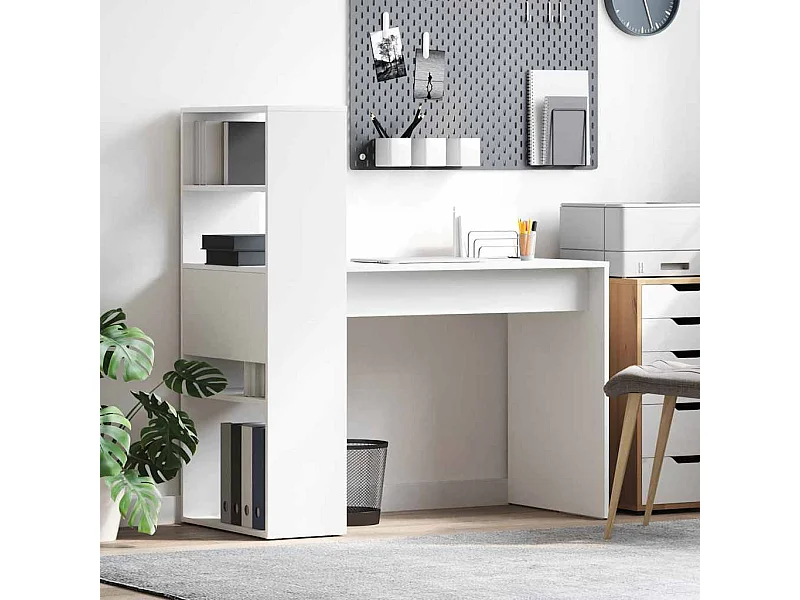 Bureau avec étagère Blanc 113 x 54 x 120 cm Bois d'ingénierie