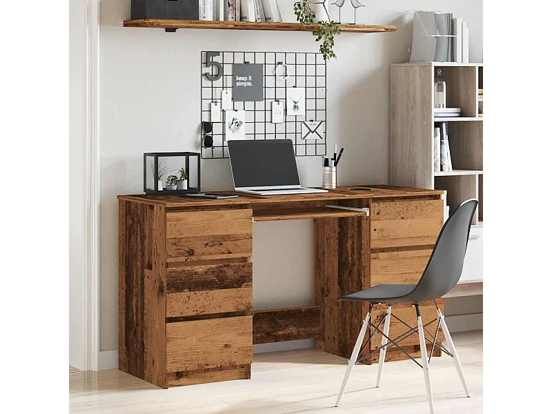 Bureau vieux bois 140x50x77 cm bois d'ingénierie