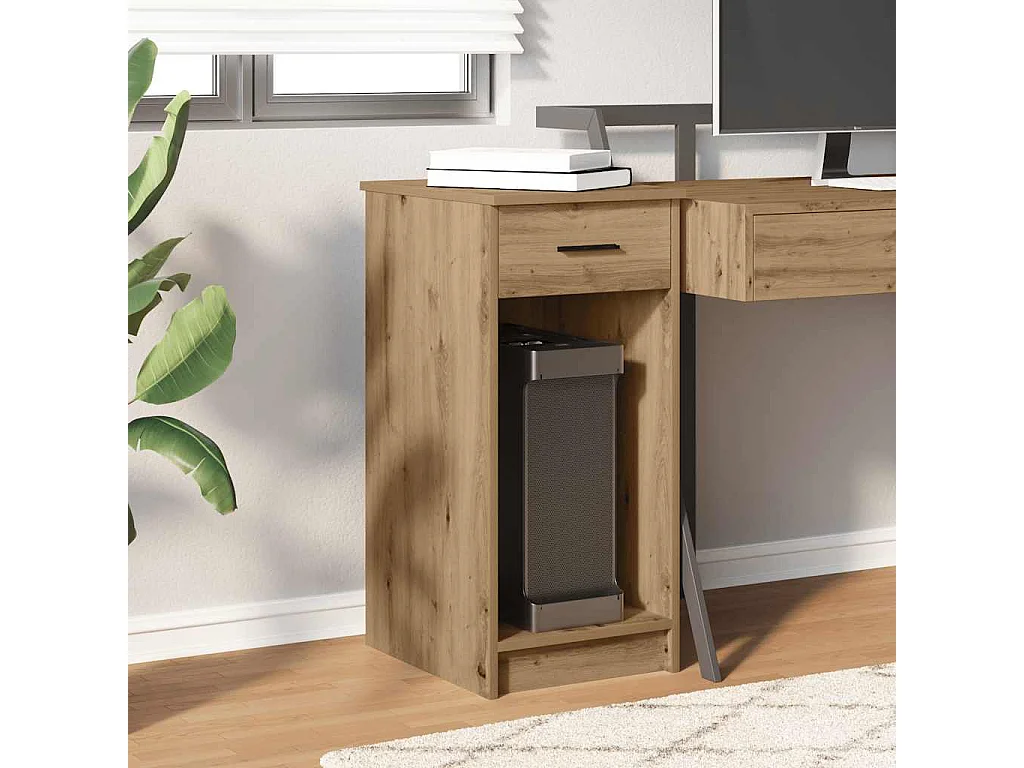 Support de tour d'ordinateur tiroir chêne artisanal 35x45x77 cm