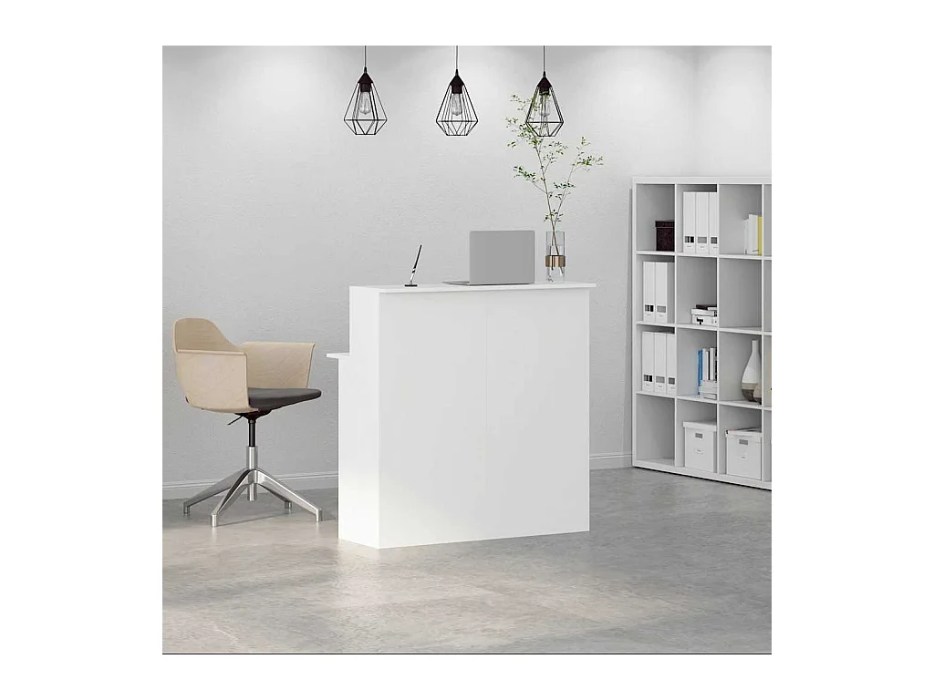Bureau de réception blanc 100x50x103,5 cm bois d'ingénierie