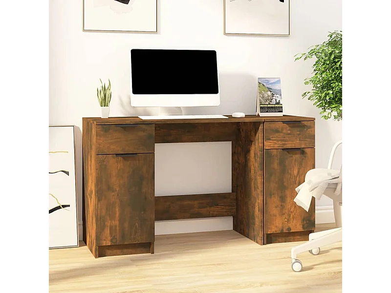 Escritorio con mueble lateral Roble ahumado Madera de ingeniería