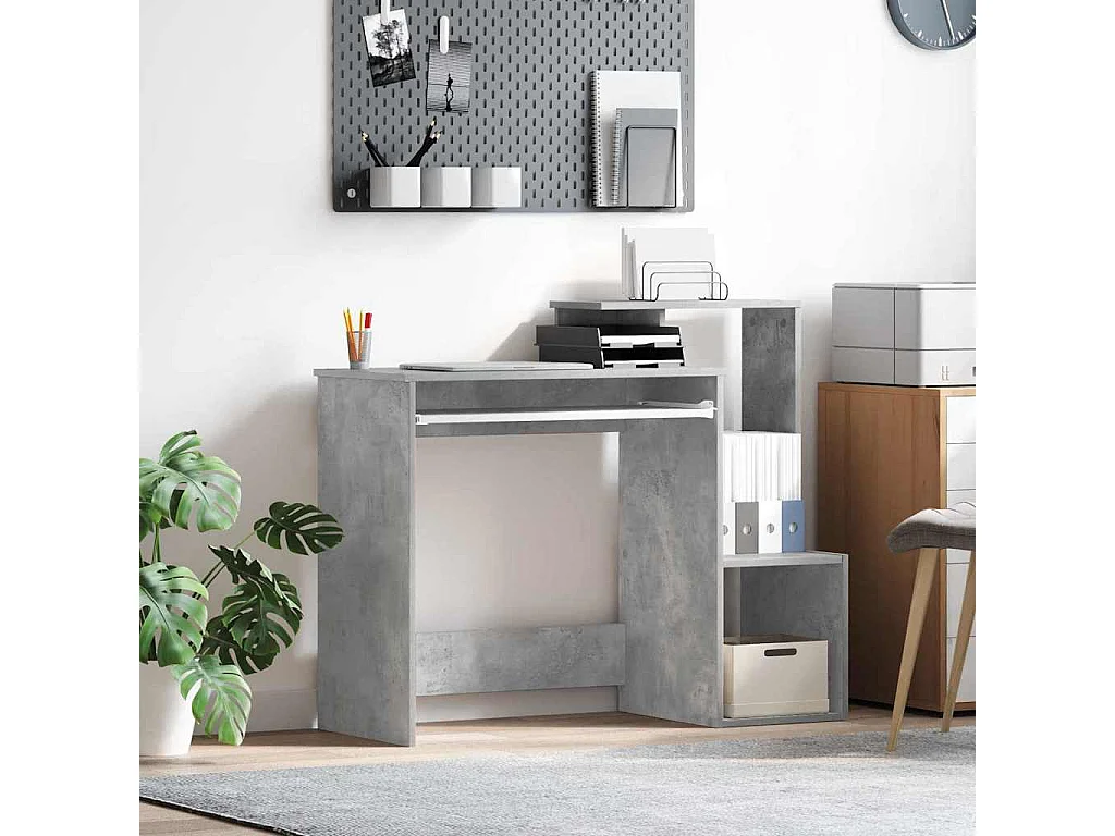 Bureau Gris béton 106 x 40 x 88.5 cm Bois d'ingénierie