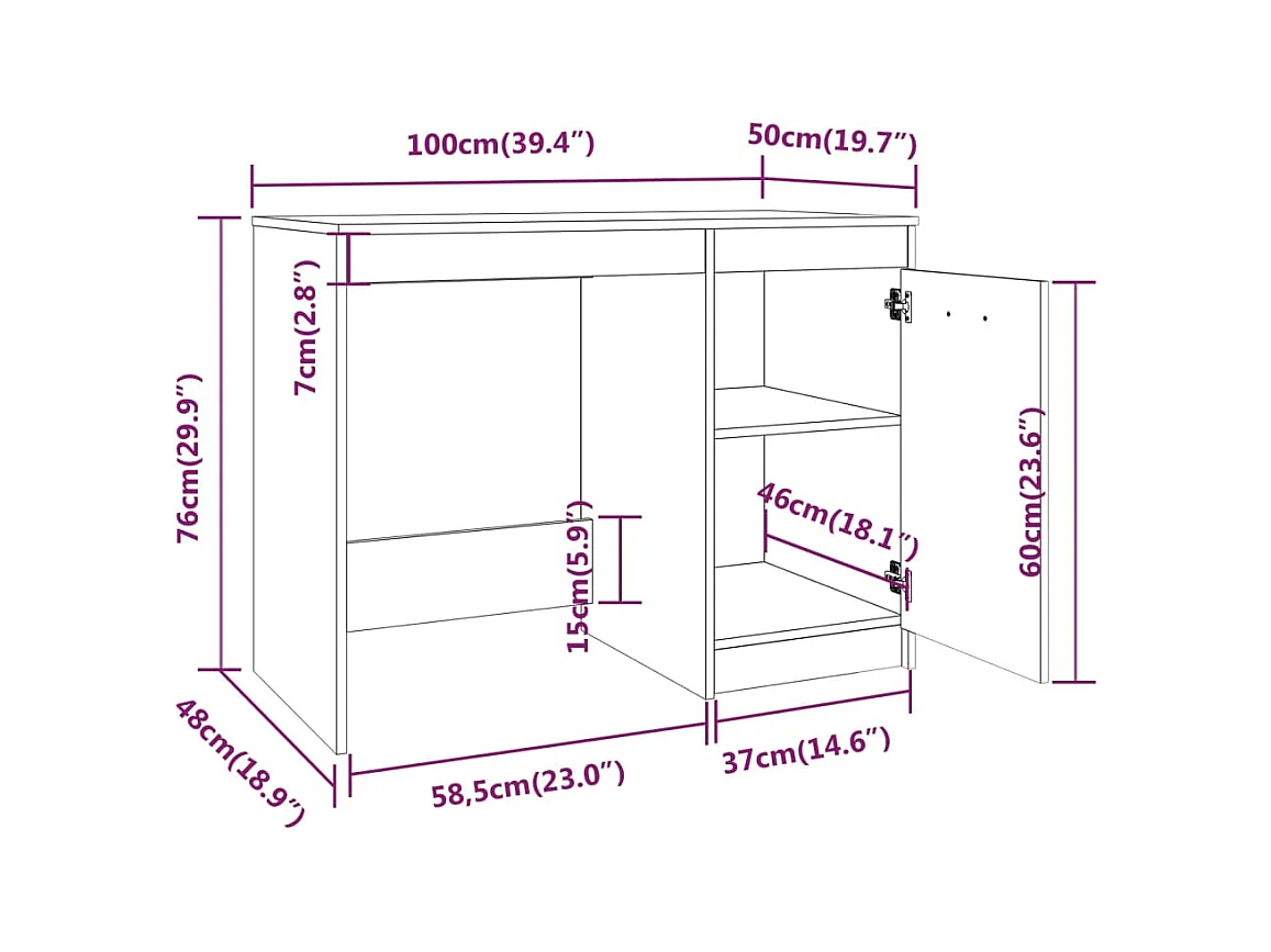 Sonoma Grey Bureau 100x50x76 cm Engineered Wood