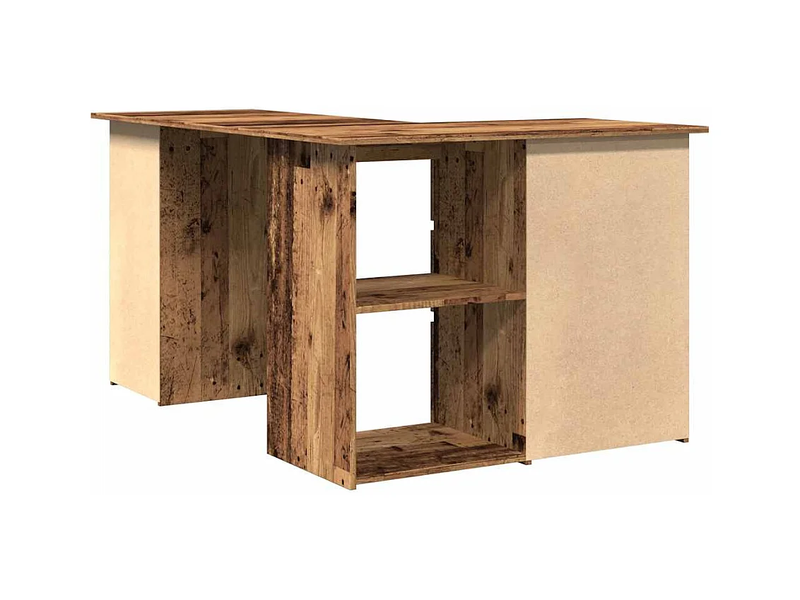 Oud houten hoekbureau 145x100x76 cm bewerkt hout