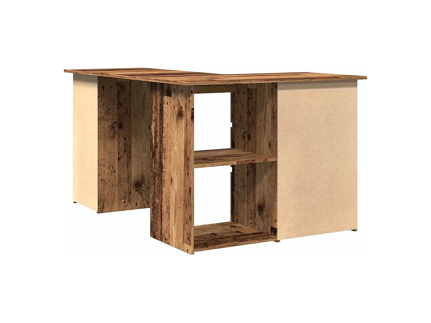Bureau d'angle vieux bois 145x100x76 cm bois d'ingénierie