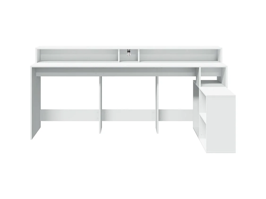 Bureau met LED-verlichting wit 200x104x91 cm bewerkt hout