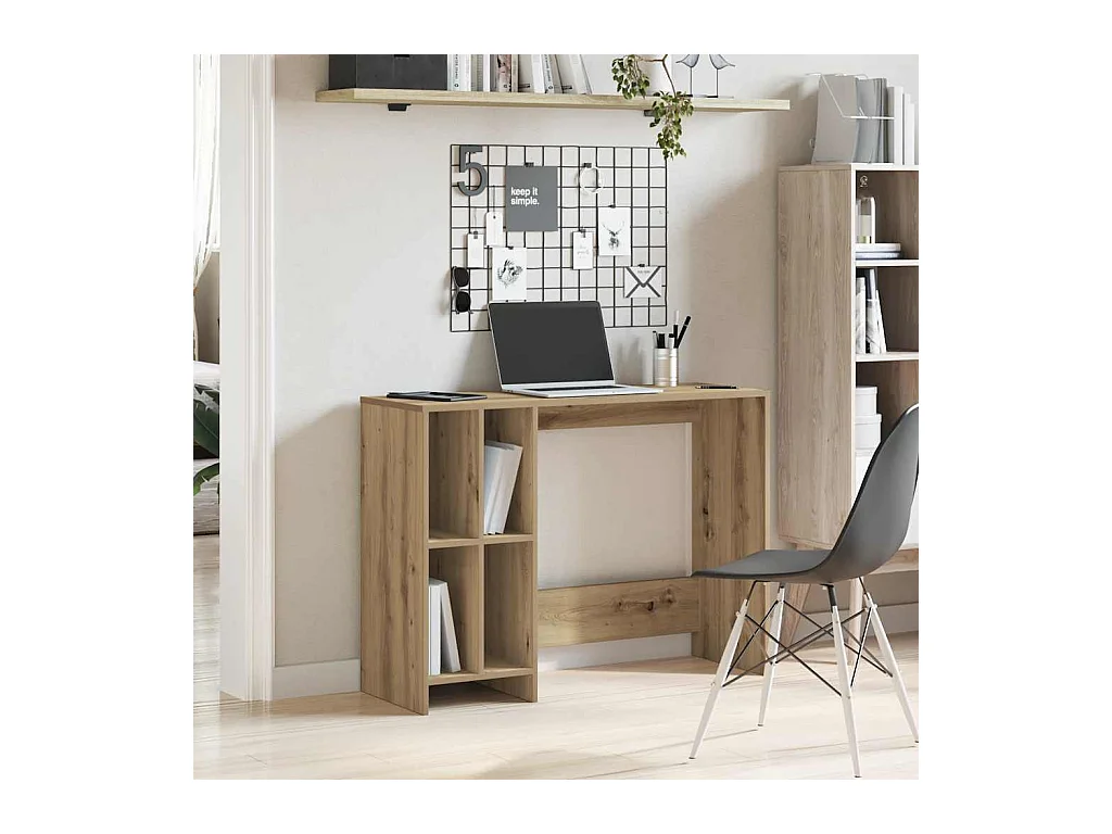 Bureau chêne artisanal 102,5x35x75 cm bois d'ingénierie