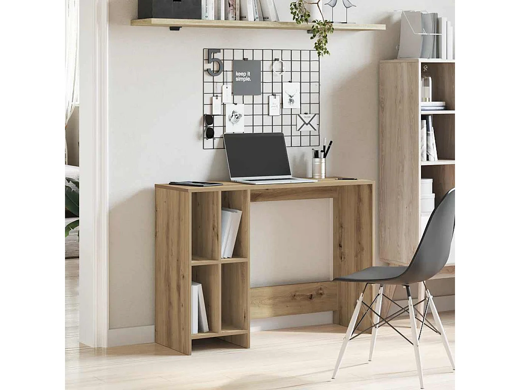 Bureau chêne artisanal 102,5x35x75 cm bois d'ingénierie