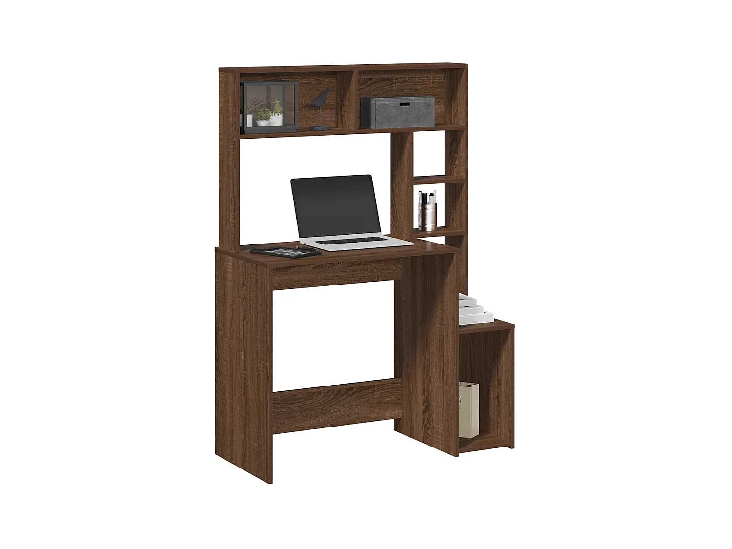 Bureau en planken bruin eiken 100x45x140 cm bewerkt hout