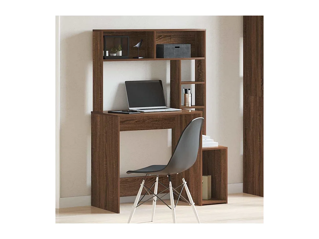 Bureau et étagères chêne marron 100x45x140 cm bois d'ingénierie