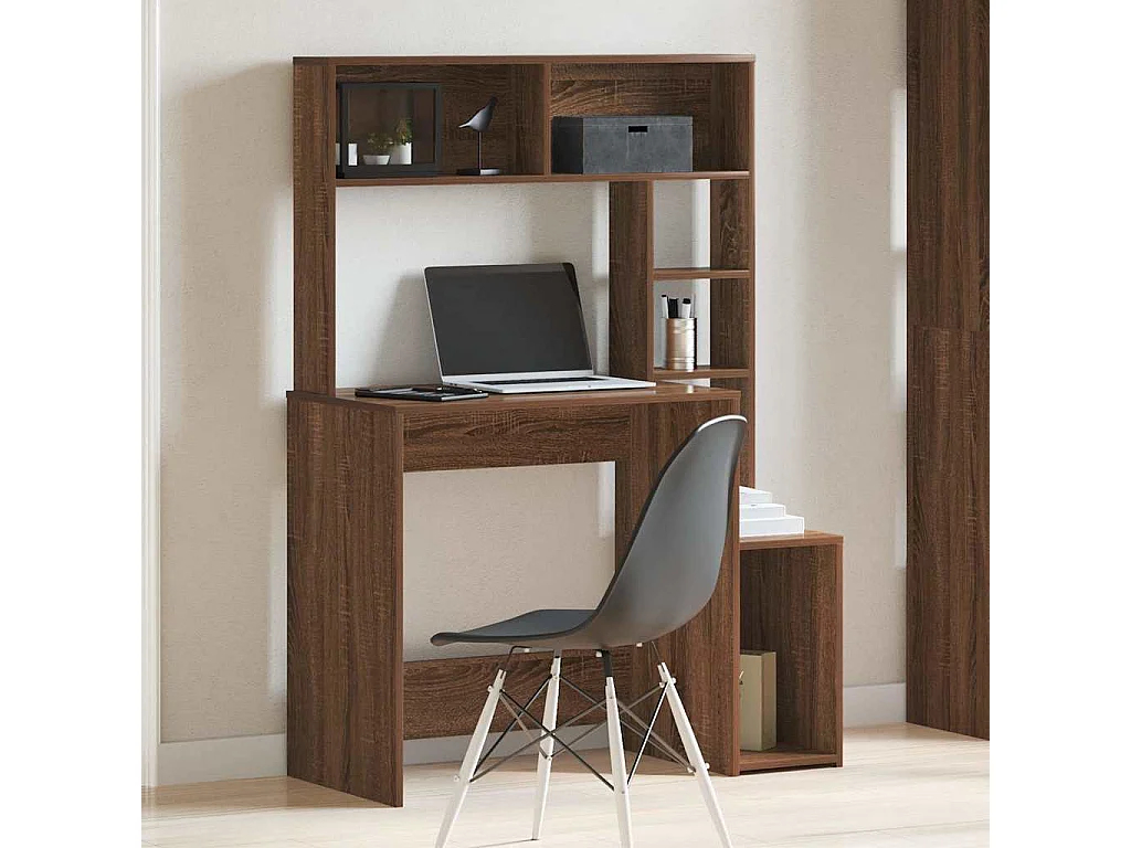 Bureau et étagères chêne marron 100x45x140 cm bois d'ingénierie