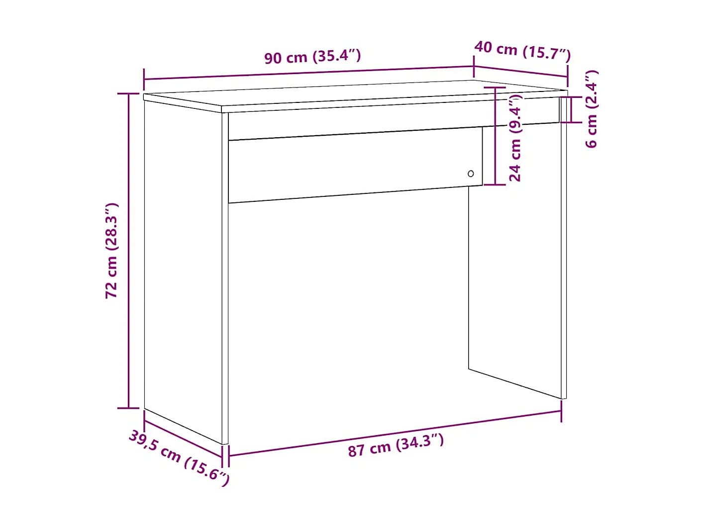 Scrivania in legno antico 90x40x72 cm in legno ingegnerizzato
