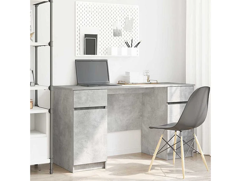 Bureau avec porte Gris béton 140 x 49 x 76 cm Bois d'ingénierie
