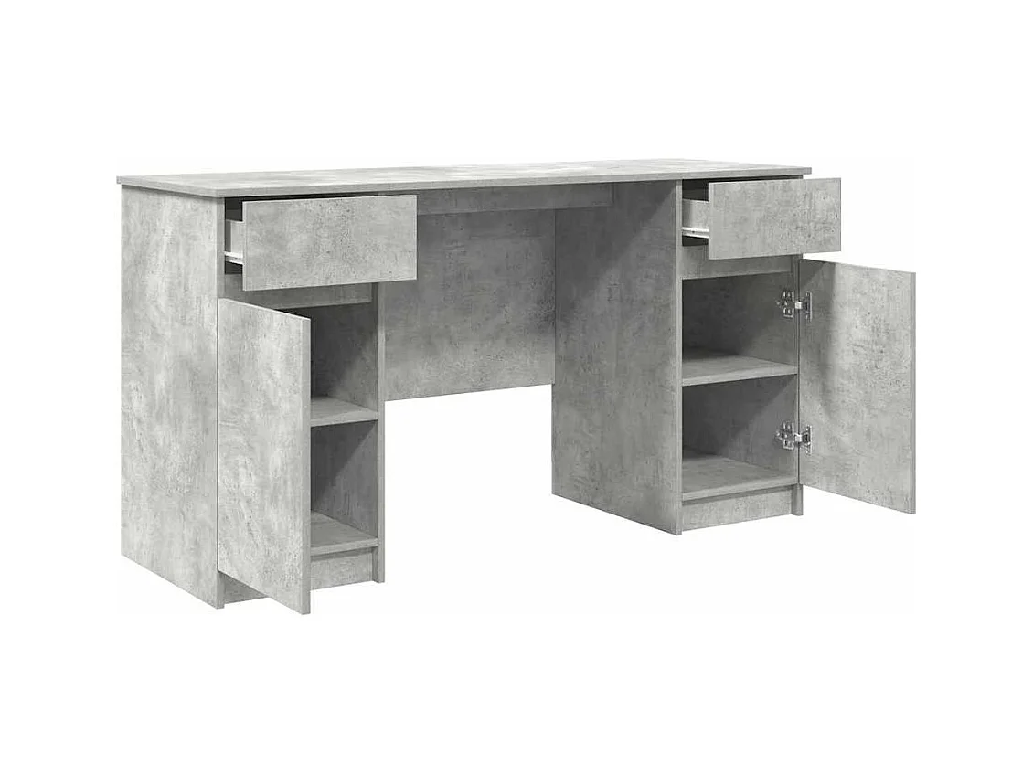 Bureau met deur Betongrijs 140 x 49 x 76 cm Technisch hout
