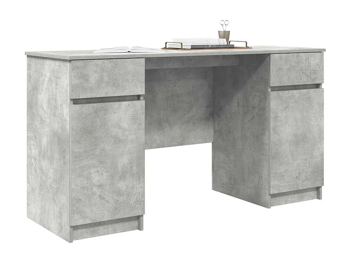 Bureau avec porte Gris béton 140 x 49 x 76 cm Bois d'ingénierie