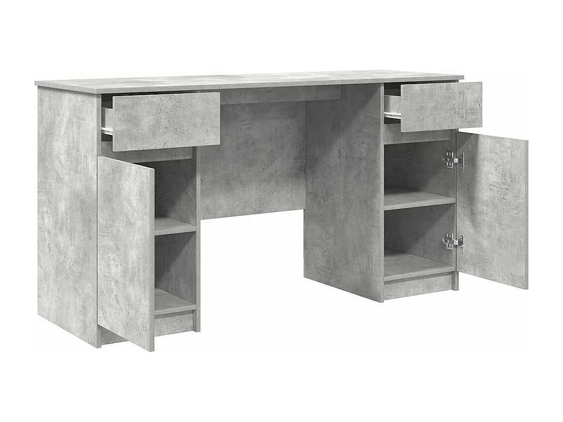 Bureau avec porte Gris béton 140 x 49 x 76 cm Bois d'ingénierie