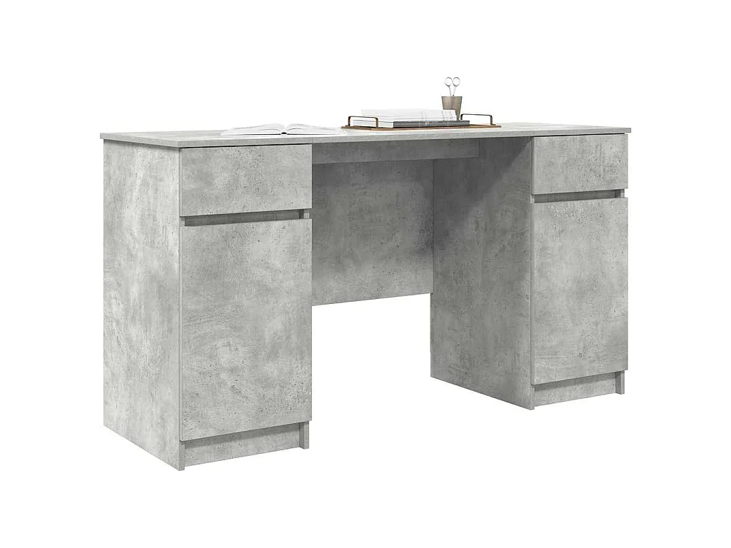 Bureau avec porte Gris béton 140 x 49 x 76 cm Bois d'ingénierie