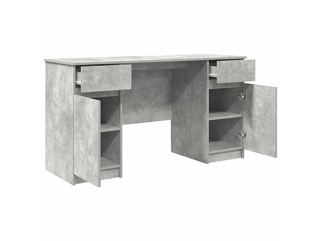 Bureau avec porte Gris béton 140 x 49 x 76 cm Bois d'ingénierie