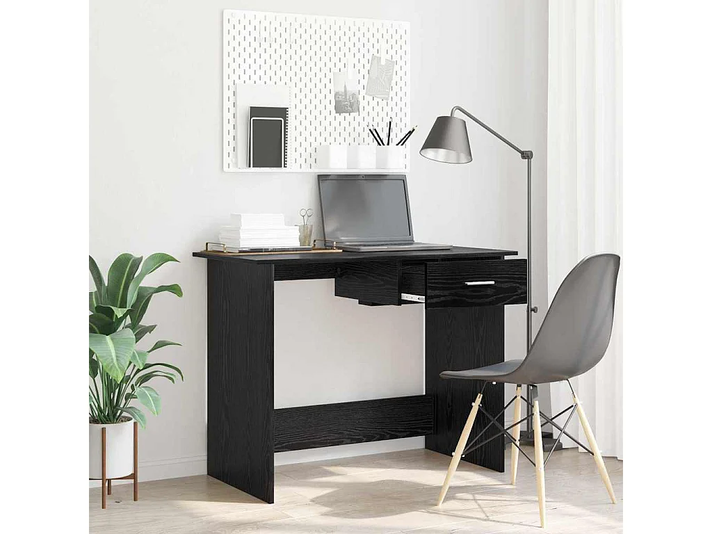 Escritorio de roble negro 100 x 50 x 76 cm Madera de ingeniería