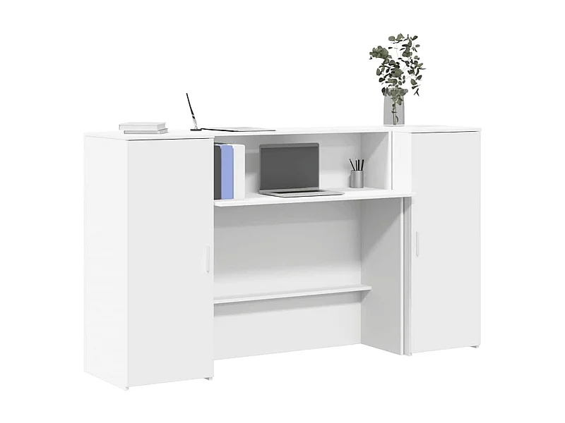 Bureau de réception blanc 180x50x103,5 cm bois d'ingénierie