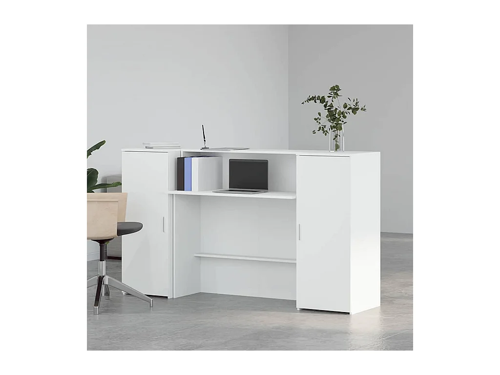Bureau de réception blanc 180x50x103,5 cm bois d'ingénierie