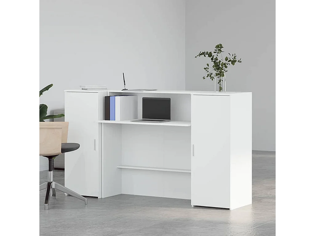 Bureau de réception blanc 180x50x103,5 cm bois d'ingénierie