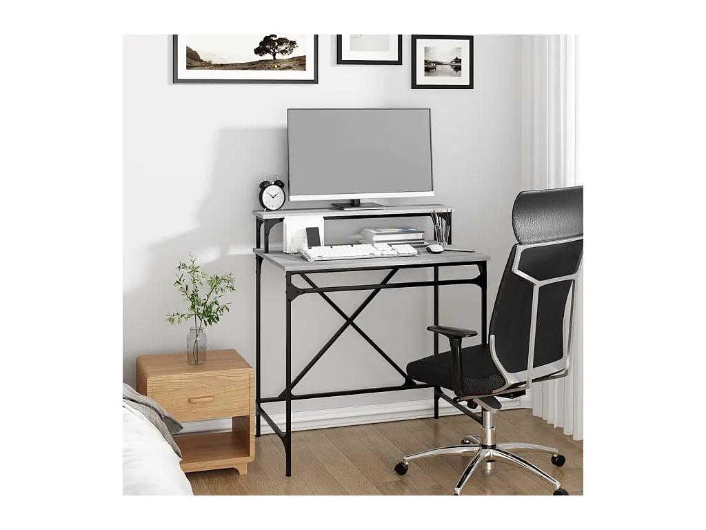 Bureau sonoma gris 80x50x90 cm bois d'ingénierie et fer