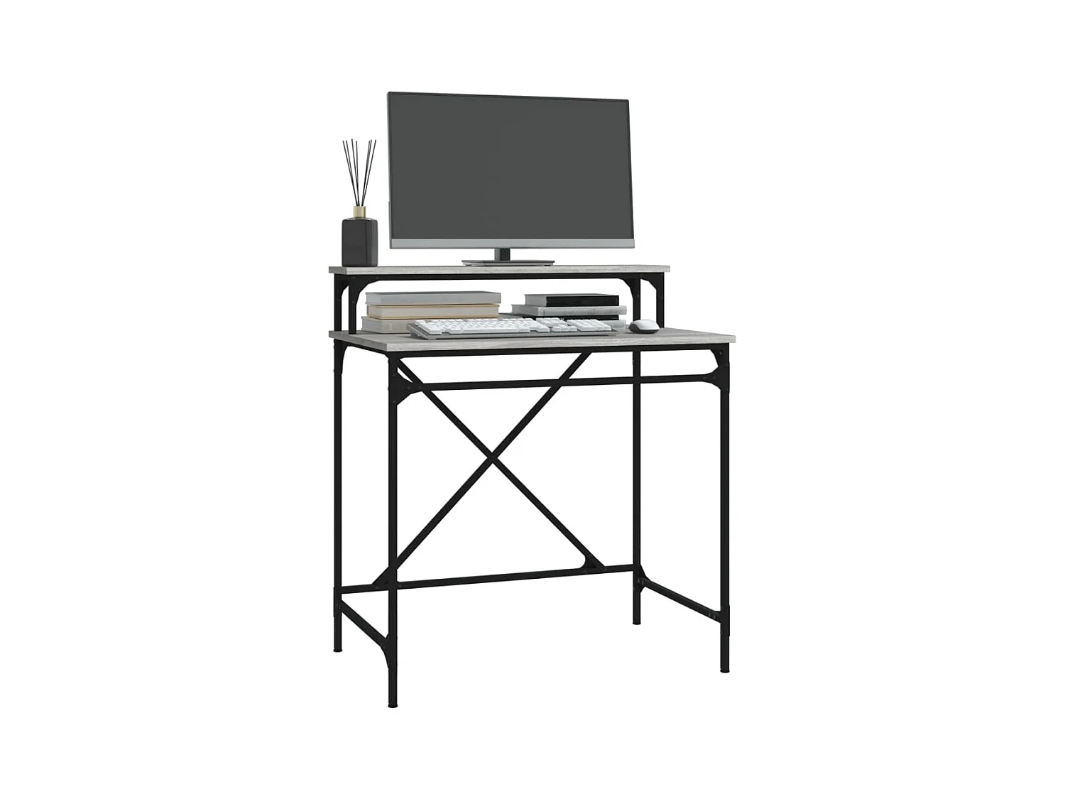 Bureau sonoma gris 80x50x90 cm bois d'ingénierie et fer