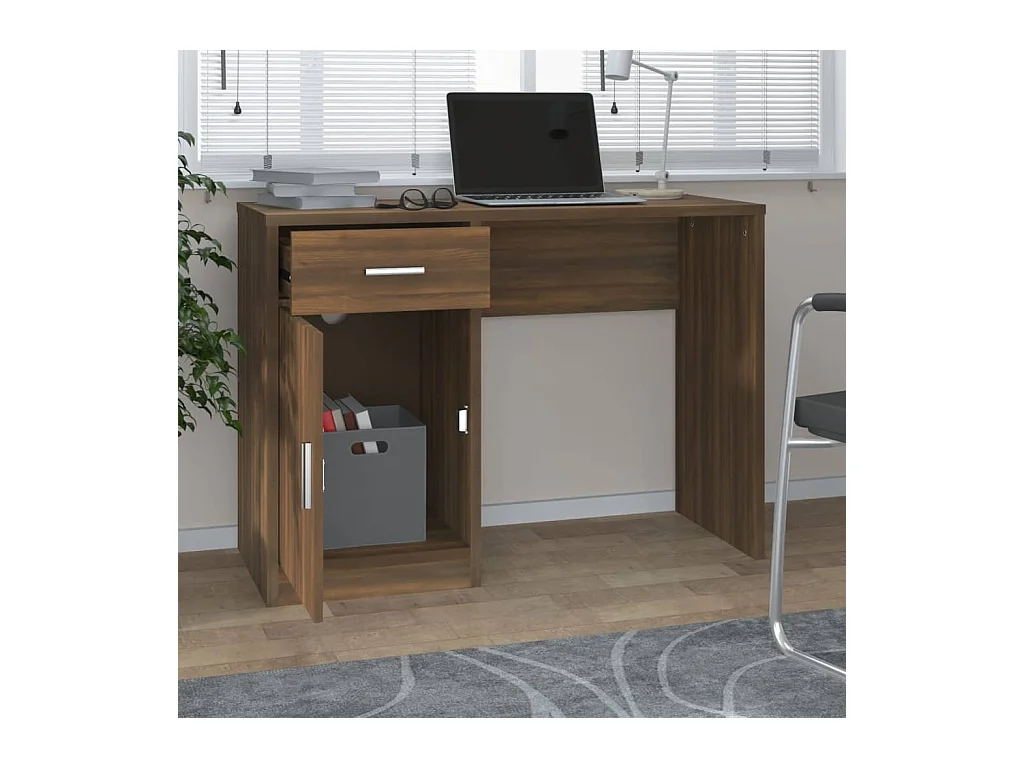 Escritorio con cajón y mueble Roble marrón 100x40x73 cm