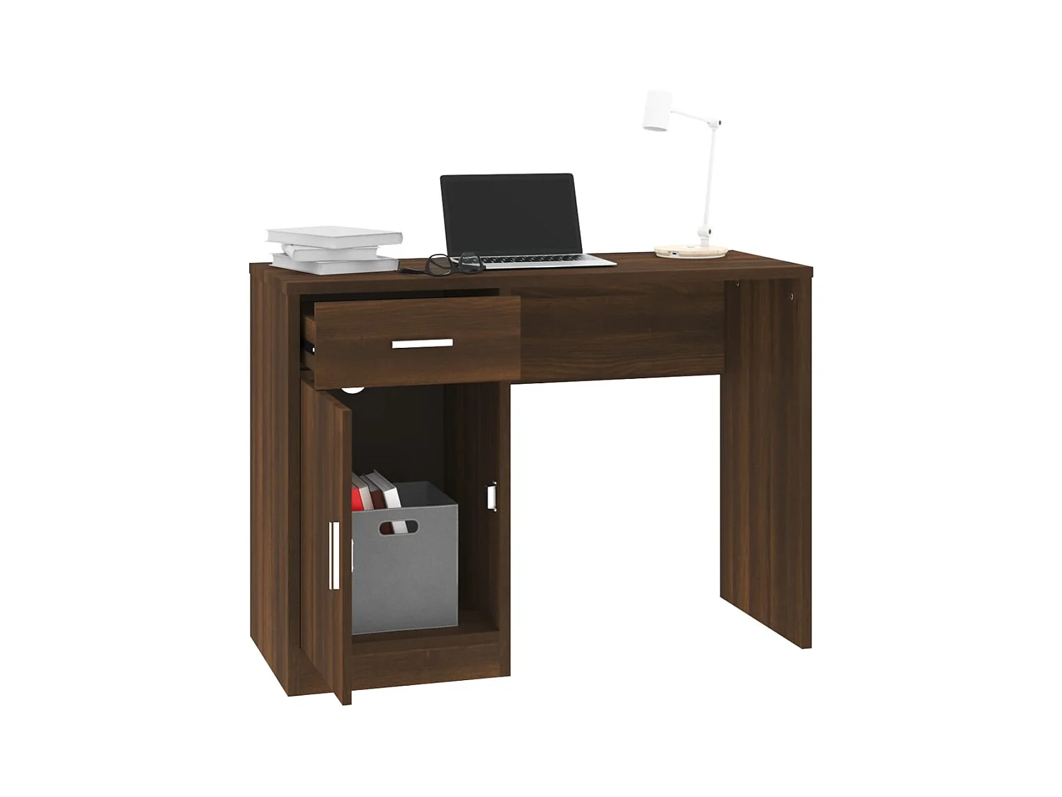 Escritorio con cajón y mueble Roble marrón 100x40x73 cm