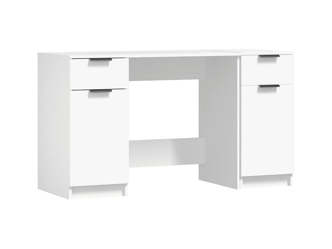 Bureau avec armoire latérale Blanc Bois d'ingénierie