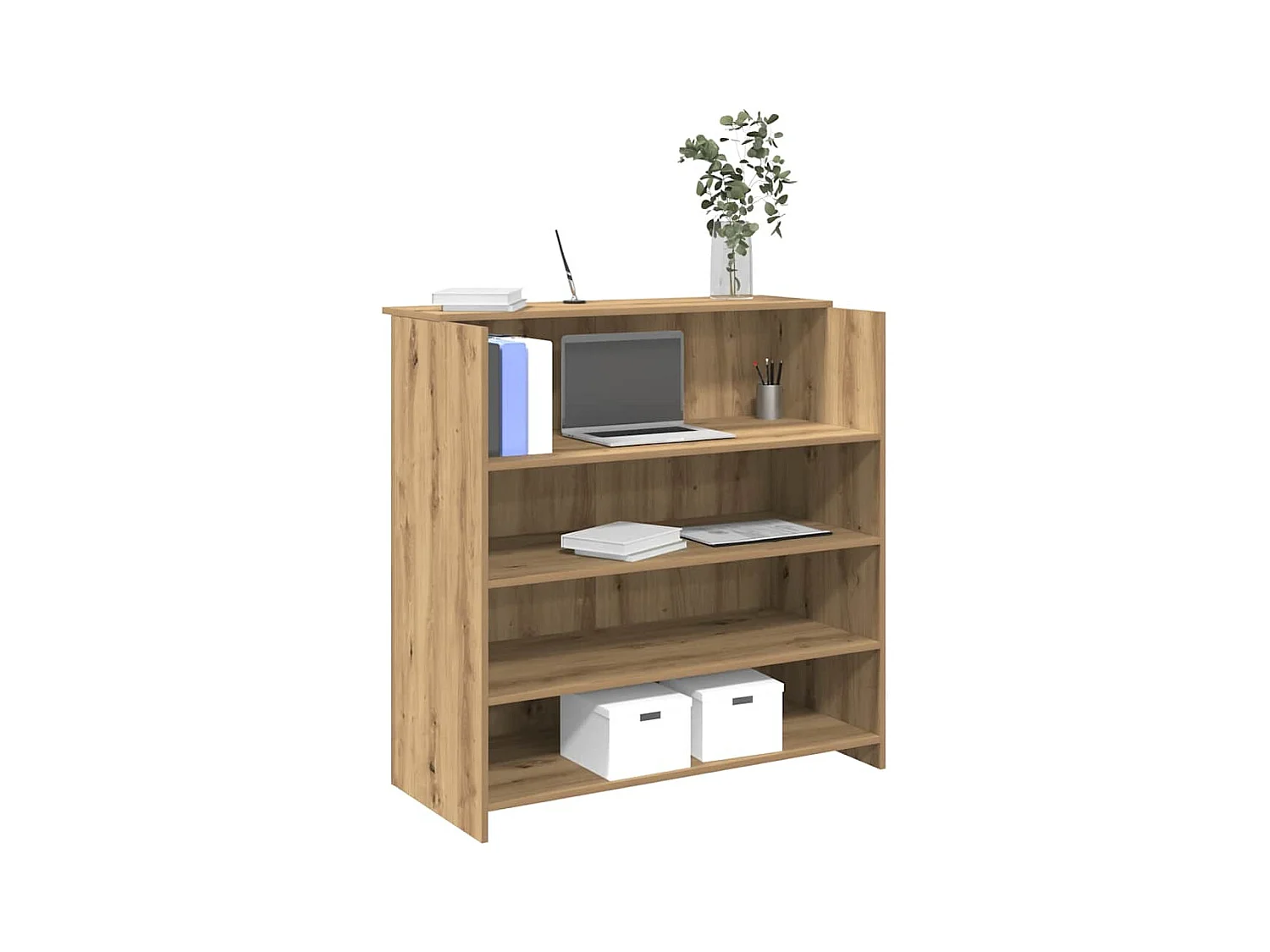 Bureau réception chêne artisanal 100x50x103,5cm bois ingénierie