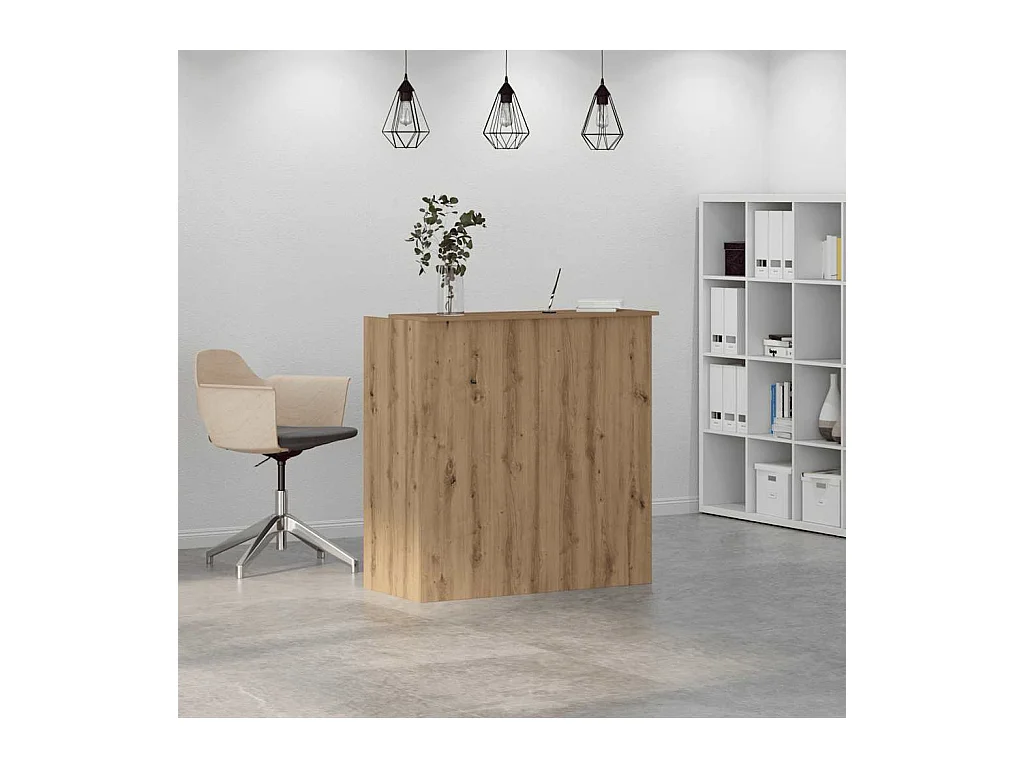 Bureau réception chêne artisanal 100x50x103,5cm bois ingénierie