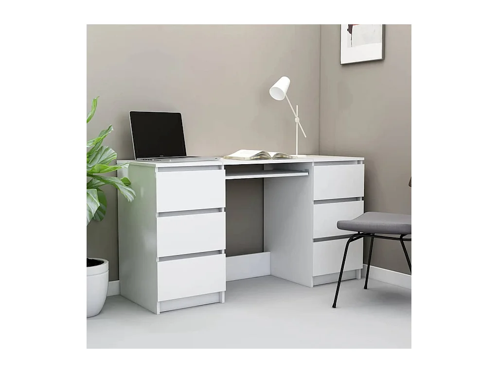 Escritorio blanco 140x50x77 cm Madera de ingeniería