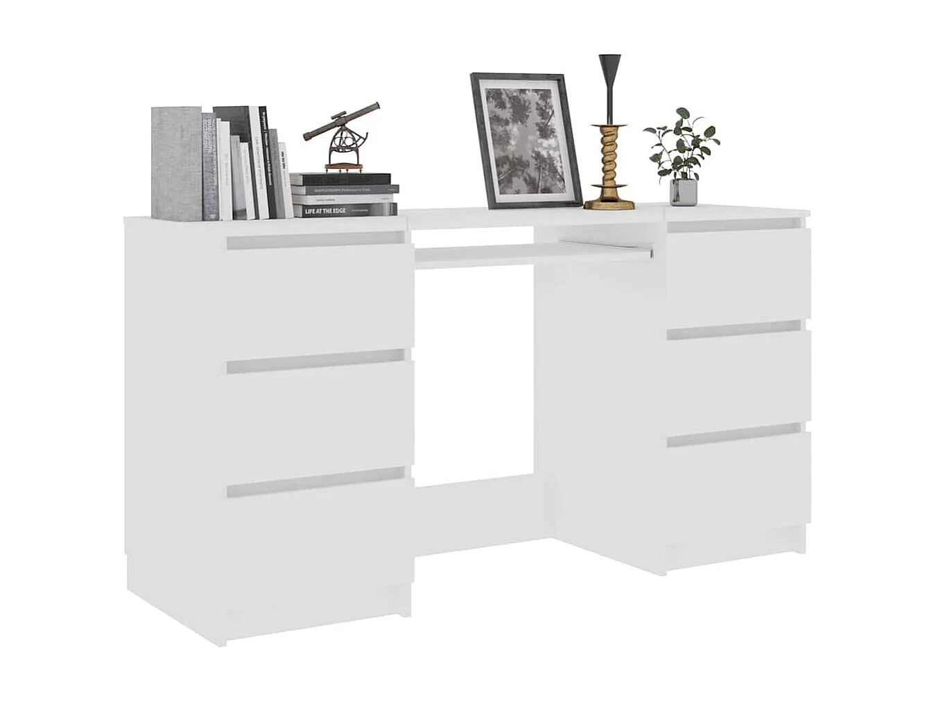 Scrivania bianca 140x50x77 cm in legno ingegnerizzato