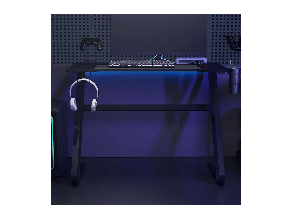 Gamingbureau met ZZ-vormige poten, zwart, 110 x 60 x 75 cm