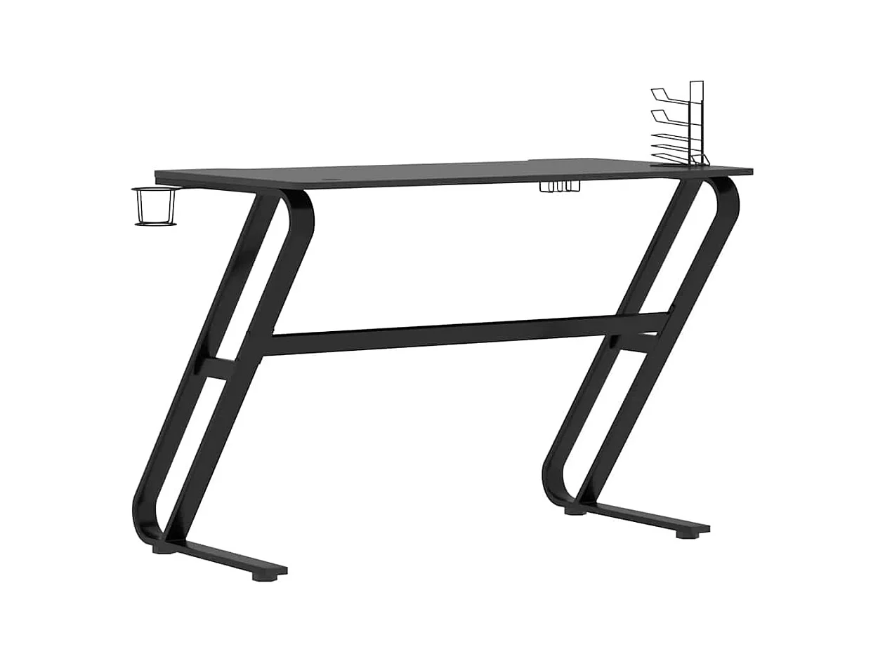 Gamingbureau met ZZ-vormige poten, zwart, 110 x 60 x 75 cm