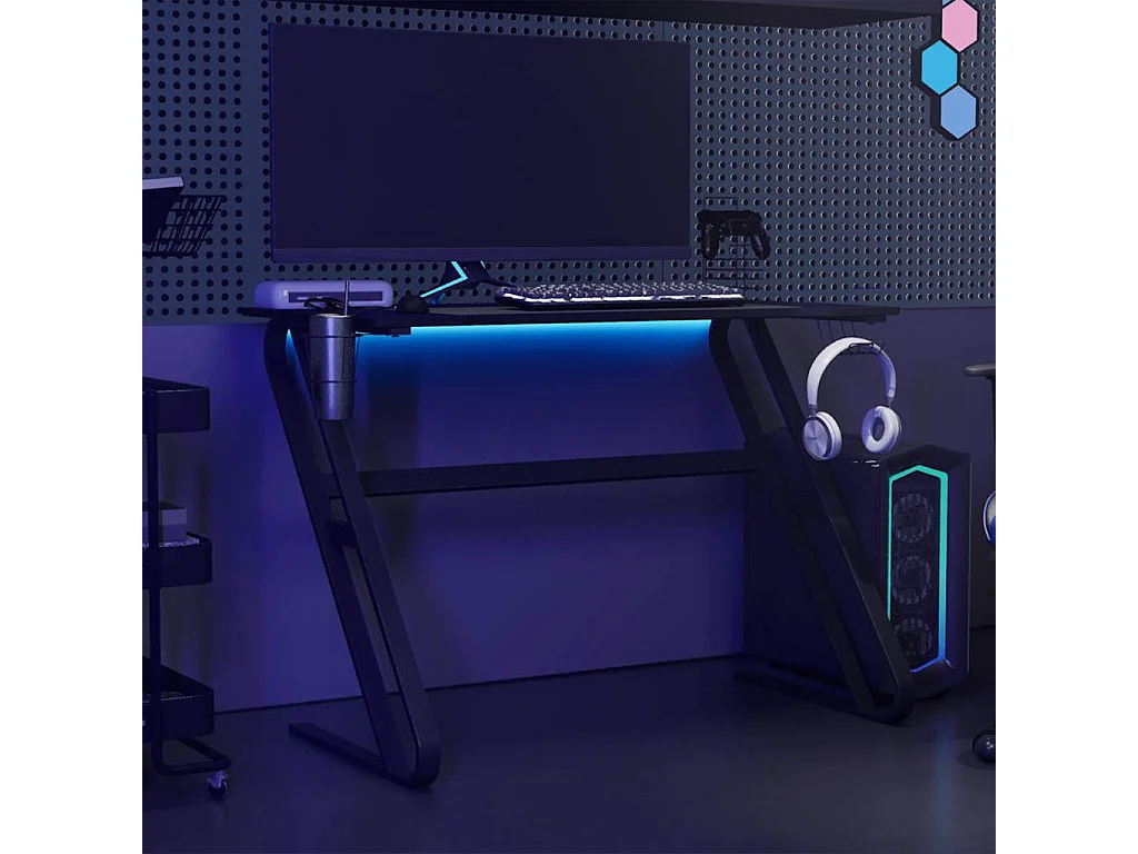 Escritorio Gaming con Patas en Forma de ZZ Negro 110x60x75 cm