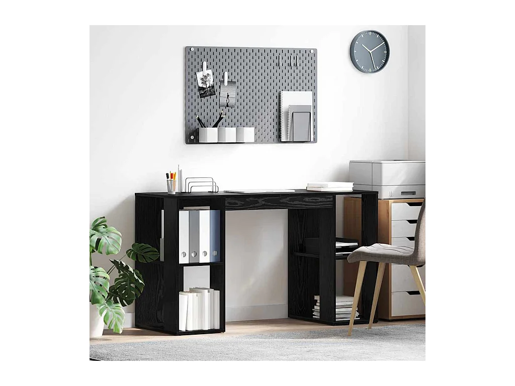 Bureau avec Rangement Chêne noir 130 x 50,5 x 75 cm