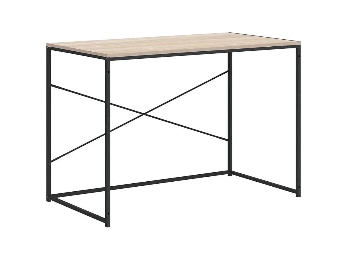 Zwart en eiken computerbureau 110x60x70cm bewerkt hout