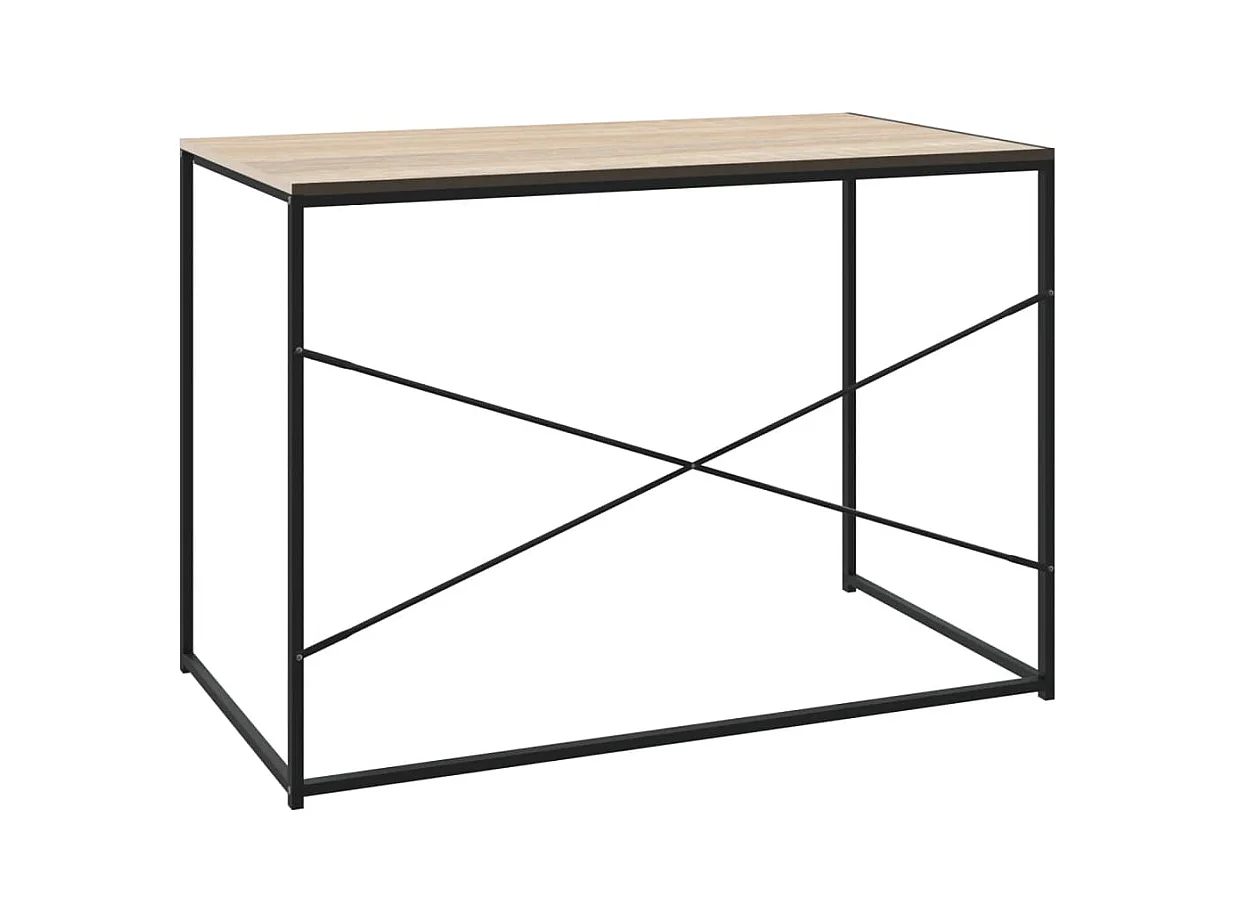 Zwart en eiken computerbureau 110x60x70cm bewerkt hout