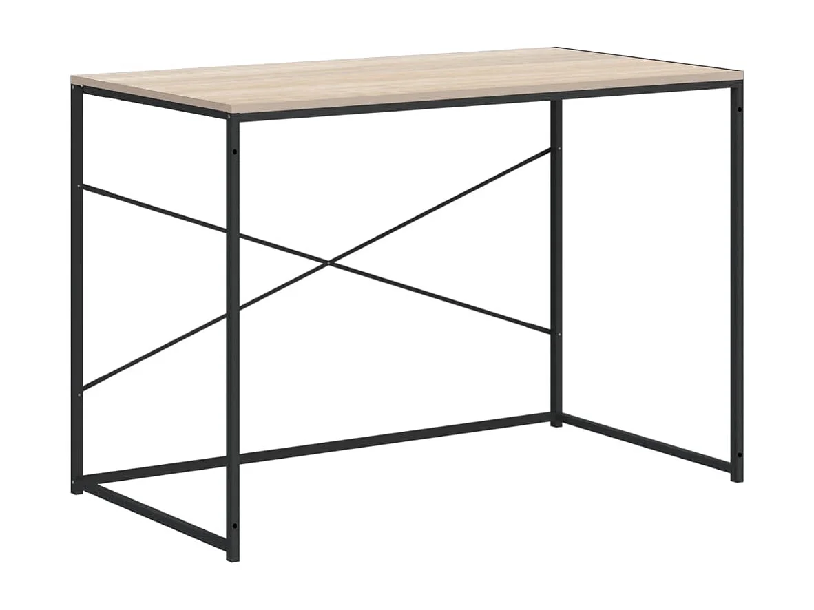 Bureau d'ordinateur Noir et chêne 110x60x70cm Bois d'ingénierie