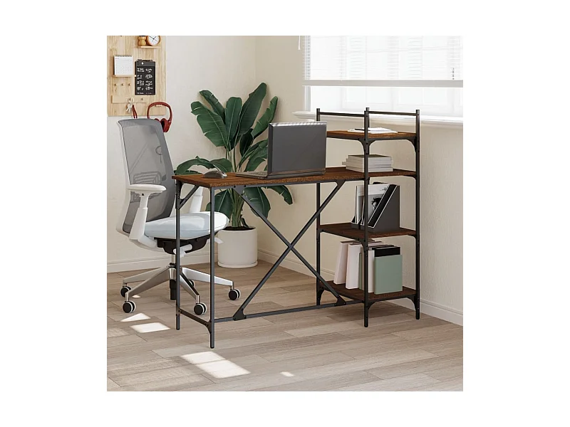 Scrivania per computer con ripiani, rovere marrone, 120x47x109 cm
